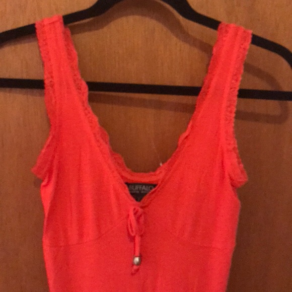 Buffalo David Bitton V-neck tank XS coral bright summery lace - Picture 2 of 3